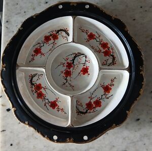 1920's Vintage Antique Hand Painted Moriyama Morimachi Porcelain Divided Dish